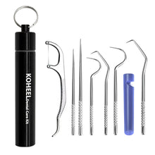 Charger l&#39;image dans la galerie, KOHEEL Toothpicks Pocket Set, Reusable Dental Floss Picks Kit, Stainless Steel Teeth Cleaning Tools